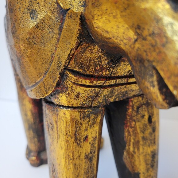 Wooden Handmade Hand Carving And Painting Elephant - Picture 10 of 12